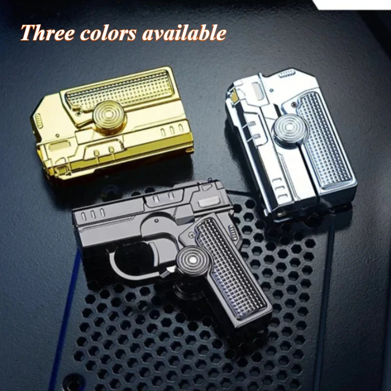 Multi Functional Decompression Gun Type Lighter Foldable Dual Form Gyro Shaped Lighter Creative Trendy Cigarette Accessory Giftt
