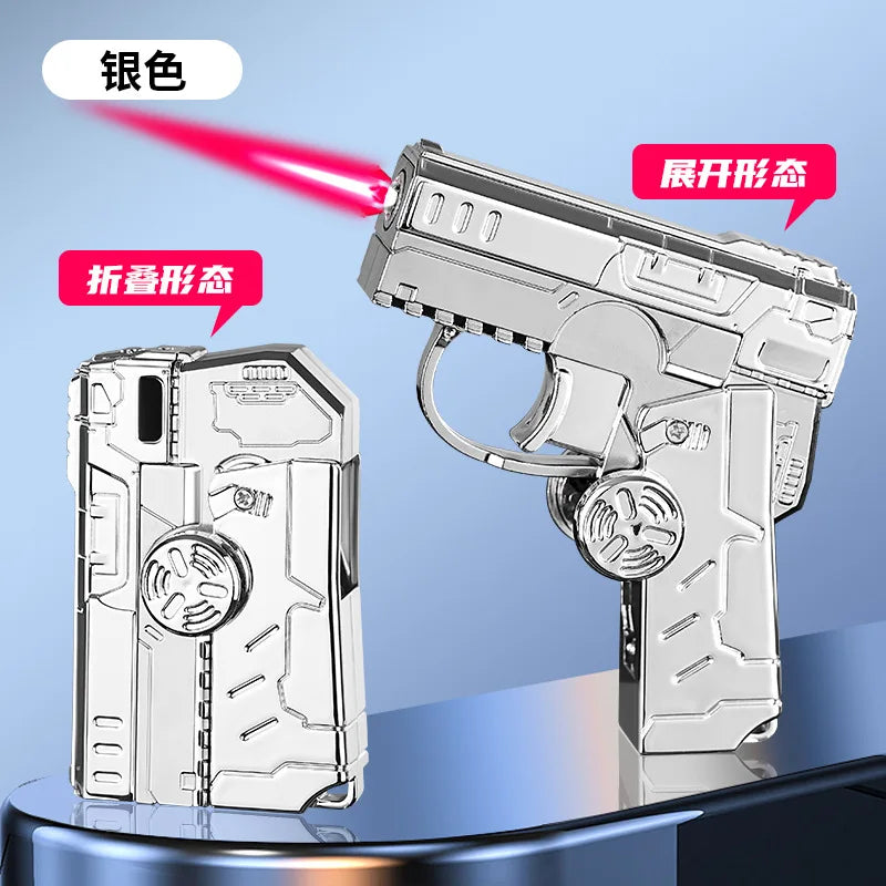 Multi Functional Decompression Gun Type Lighter Foldable Dual Form Gyro Shaped Lighter Creative Trendy Cigarette Accessory Giftt