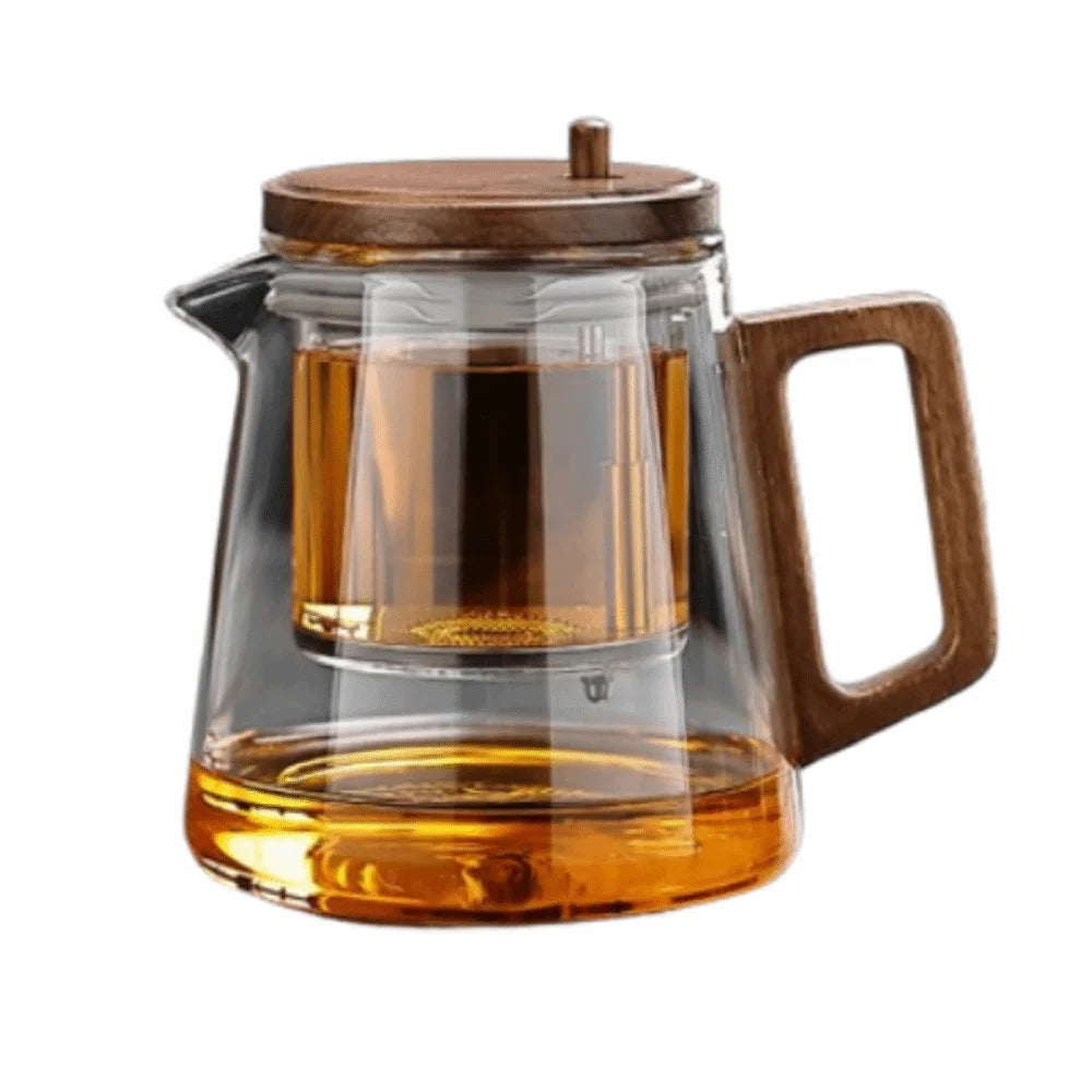 Creative Tea separation Glass Teapot 650ML Heat Resistant Lazy Kungfu Drip Teapot Transparent Press Control