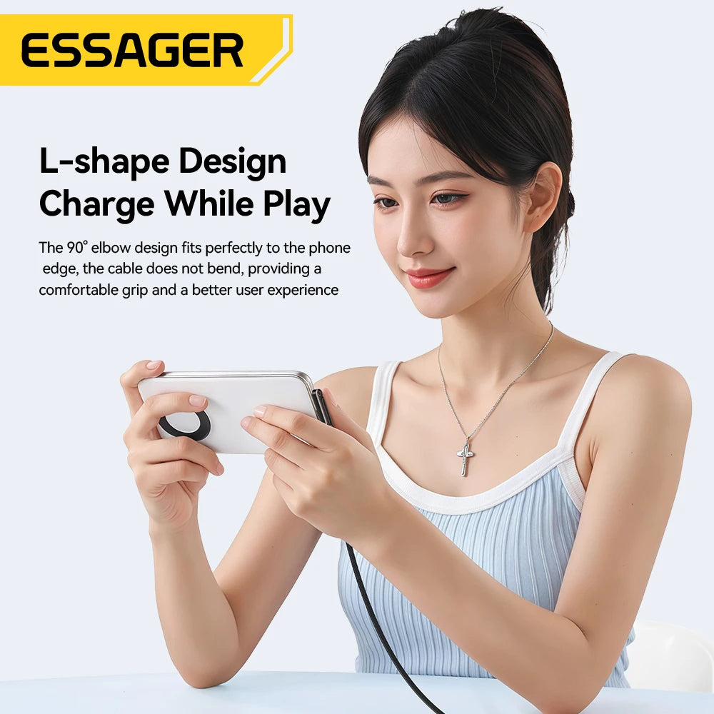 Essager 100W Type-C Cable Foldable Phone Holder Cable PD Fast Charging For iPhone 17 16 15 Pro Max Macbook Samsung Huawei Xiaomi
