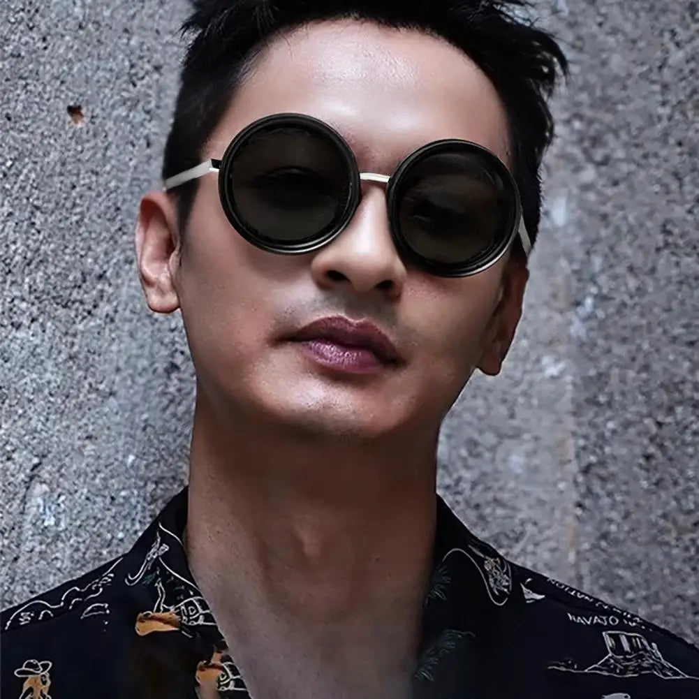 Adjustable Tint Sunglasses, 1-9 Gears Rounded Polarized Glasses with ND Filter Lenses, for Men Beach Shady Fishing Driving