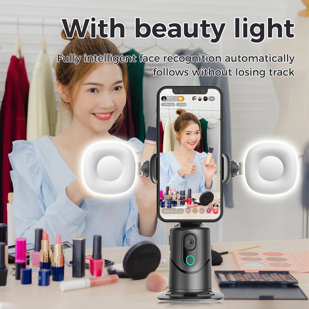 Auto Face Tracking Tripod No App Smart Stand Built-In Fill Light Follow-up Gimbal Stabilizer for Video Recording