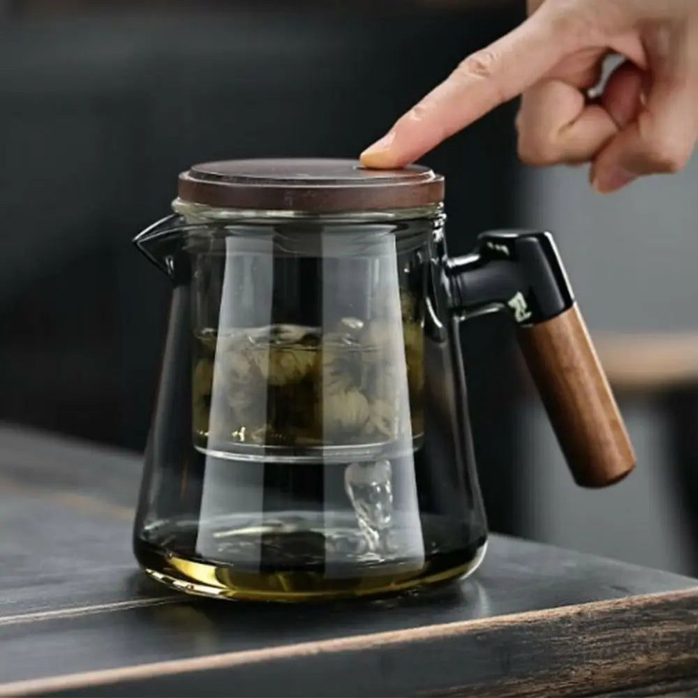 Creative Tea separation Glass Teapot 650ML Heat Resistant Lazy Kungfu Drip Teapot Transparent Press Control