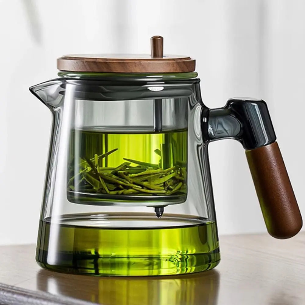 Creative Tea separation Glass Teapot 650ML Heat Resistant Lazy Kungfu Drip Teapot Transparent Press Control