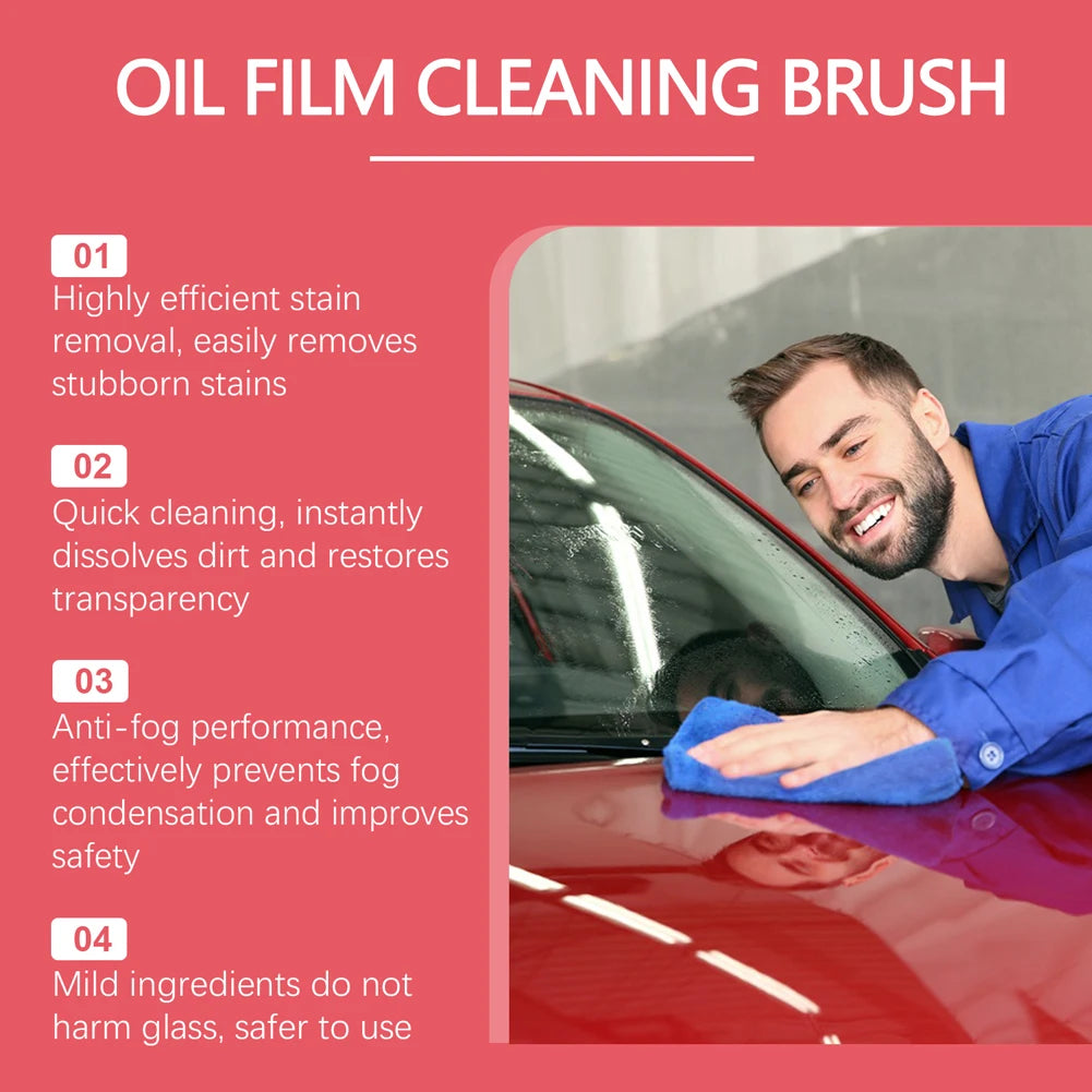 Powerful Car Windshield Cleaner Auto Glass Sponge Cleaning Brush Windshield Oil Film Stain Removal Glass Oil Film Cleaning Brush
