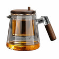 Creative Tea separation Glass Teapot 650ML Heat Resistant Lazy Kungfu Drip Teapot Transparent Press Control