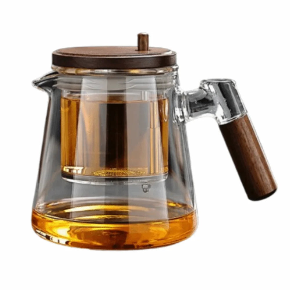 Creative Tea separation Glass Teapot 650ML Heat Resistant Lazy Kungfu Drip Teapot Transparent Press Control