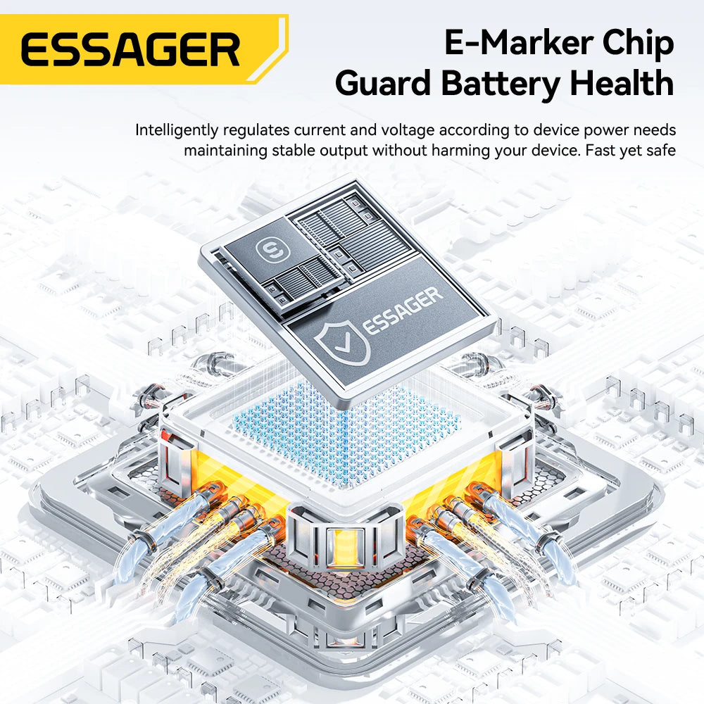 Essager 100W Type-C Cable Foldable Phone Holder Cable PD Fast Charging For iPhone 17 16 15 Pro Max Macbook Samsung Huawei Xiaomi