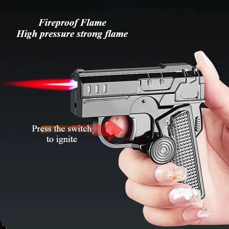 Multi Functional Decompression Gun Type Lighter Foldable Dual Form Gyro Shaped Lighter Creative Trendy Cigarette Accessory Giftt