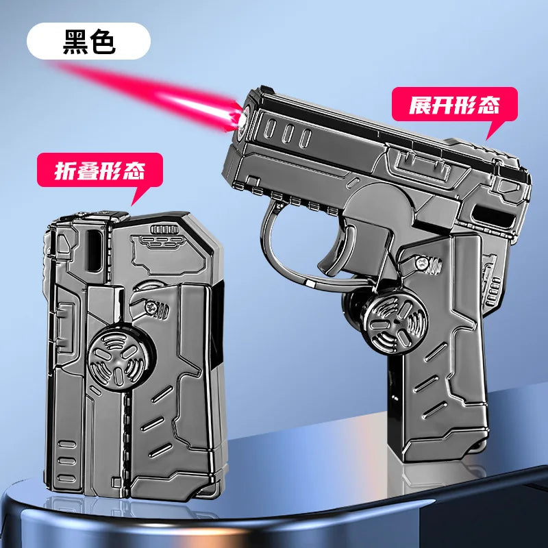 Multi Functional Decompression Gun Type Lighter Foldable Dual Form Gyro Shaped Lighter Creative Trendy Cigarette Accessory Giftt
