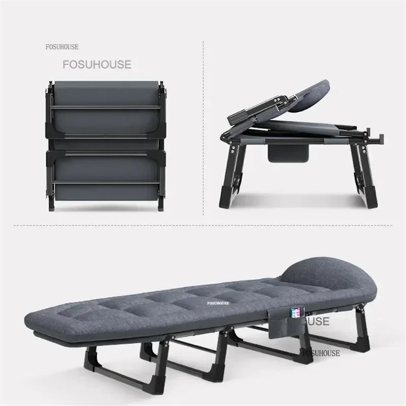 Minimalist Folding Bed Leisure Portable Sleeping Beds Indoor Modern home Furniture Office Lunch Break Individual Recliner Bed L