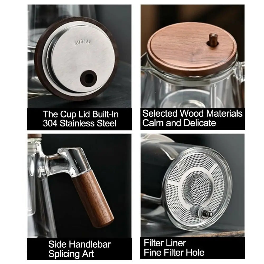 Creative Tea separation Glass Teapot 650ML Heat Resistant Lazy Kungfu Drip Teapot Transparent Press Control