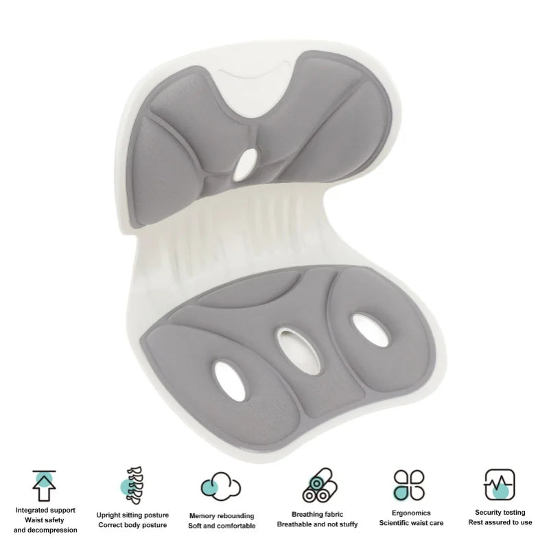 Back And Lumbar Support Breathable Fabric Petal Shaped Office Chair Seating Cushion Black